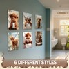 Marspark 6 Pcs Funny Highland Cow Bathroom Framed Wall Art
