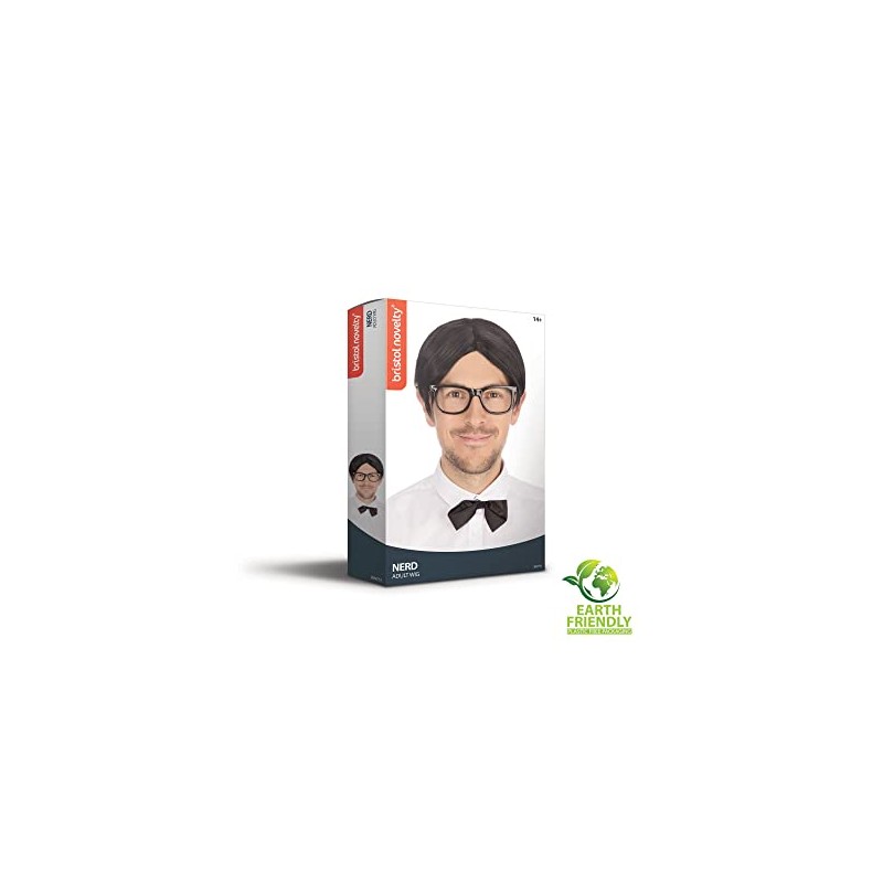 Mens Black Nerd Wig, Pack of 1 - Stylish Design,