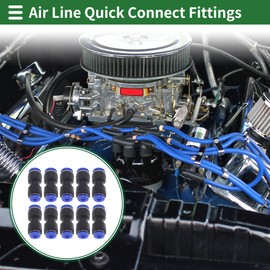 HOPESPANNER Push to Connect Air Fittings 1/4"x5/32" Reducing Straight Air Line Quick Connector Plastic 10 Pcs Blue Black Silver Tone