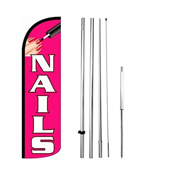 Nails - Windless Feather Swooper Flag Banner Sign 15' Kit