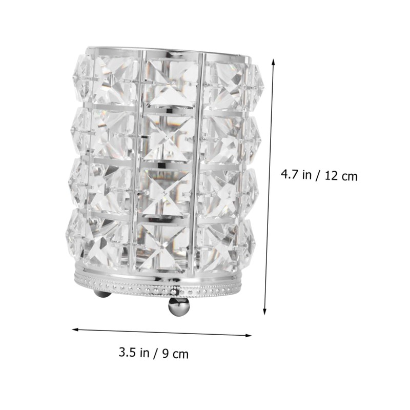 IWOWHERO Makeup Brush Holder Large Silver Hollow Lace Crystal Cosmetics