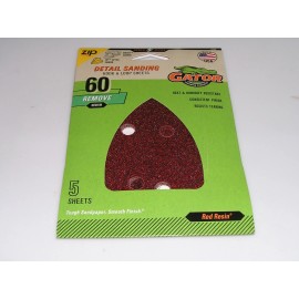 Gator Detail Sanding Sheets, Aluminum Oxide, 60-Grit, 3.5 x 5-In., 5-Pk. -3733