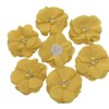 Lmlliang 10pc Chiffon Flower Yellow Rhinestone Pearl Flat-Back Chiffon Flower
