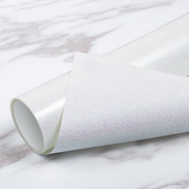 TransWonder Rainbow White Glitter HTV Glitter Heat Transfer Vinyl 12 x 5ft. Glitter Heat Vinyl Iron on Vinyl for Cricut T Shirts (Rainbow White)