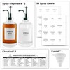 Glass Coffee Syrup Dispenser Bottles with 84 Labels (Set of