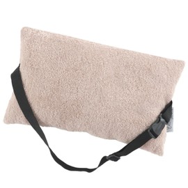 CalmyBEACH Beach Cushion Filled with Attachment Strap - Adjustable Travel Pillow Neck Pillow for Sun Lounger 32 x 20 cm - Camping Cushion Terry Cloth Cover 100% Cotton (Beige)