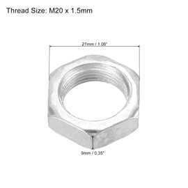 PATIKIL M20 x 1.5 Steel Hex Nuts, 20 Pack Metric Thread Zinc Plated Finished Hardware Nuts Screw Bolt Fasteners 9mm Height
