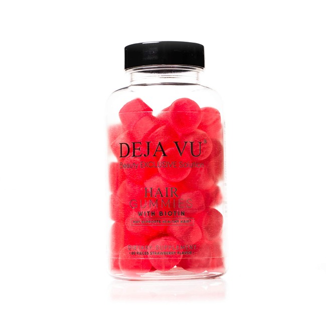 Deja VU ® Hair Gummies with Biotin | Vegan Gummies for Hair Growth and Strength | Chewable Dietary Supplement | 60 Ct