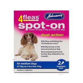 JOHNSONS 4FLEAS "DUAL ACTION" SPOT ON -SMALL DOG - LESS THAN 10KG FLEA TREATMENT (X2 PACKS)