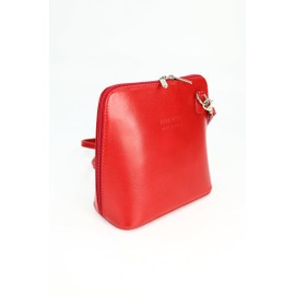 Belli Women's Italian Leather Bag Shoulder Bag Handbag - 17 x 16.5 x 8.5 cm (W x H x D) Red