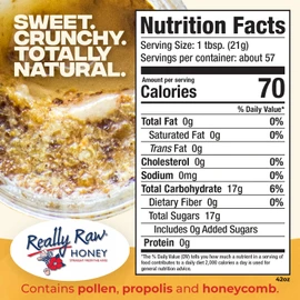 Really Raw Honey, Straight from the Hive, Never Heated or Filtered, Harvested from Small USA Family Farms, Smooth and Dense (42 Ounce)
