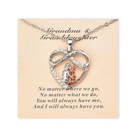 Granddaughter Gifts from Grandma Necklace Gifts for Grandma Birthday Christmas Gifts for Granddaughter Necklace Gifts for Nana Grandmother and Granddaughter Long Distance Heart Necklace with Card