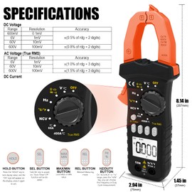 LYCEBELL Current Clamp LC-7200B TRMS Clamp Multimeter, Clamp Multimeter for AC DC Voltage & Current, Resistance, Capacitance, Temperature, Diode, Continuity and NCV