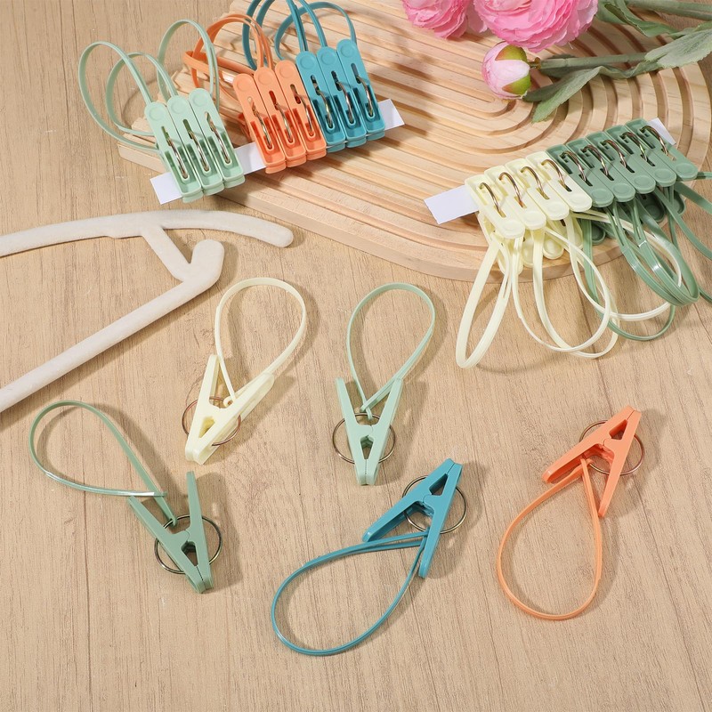 120 Pack Multi-Purpose Laundry Hanging Clips with Plastic Rope, Heavy