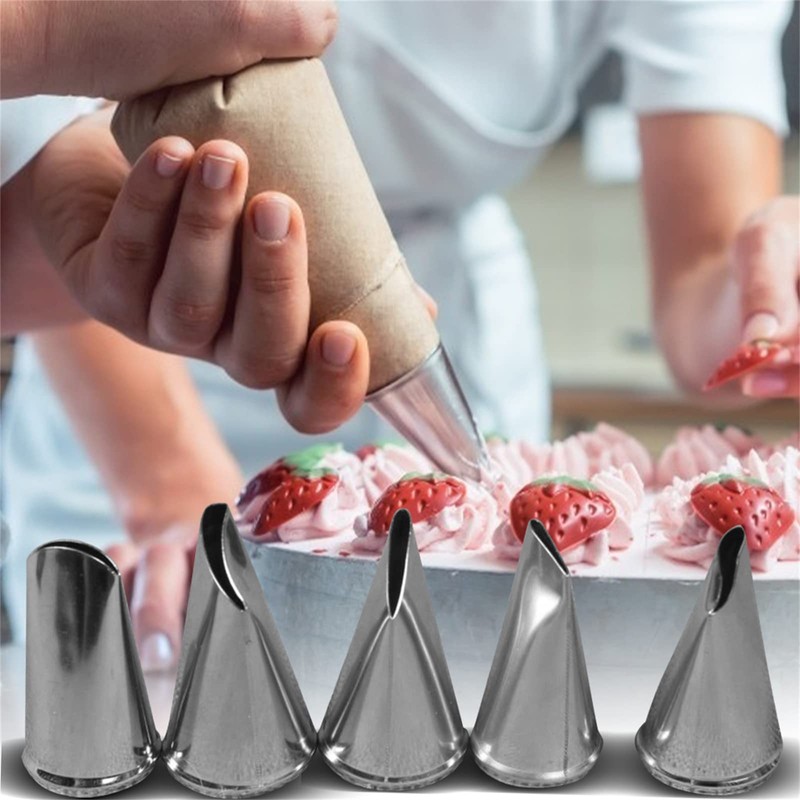 5 Pcs Pastry Decorating Tips, Stainless Steel Baking Kits, Piping