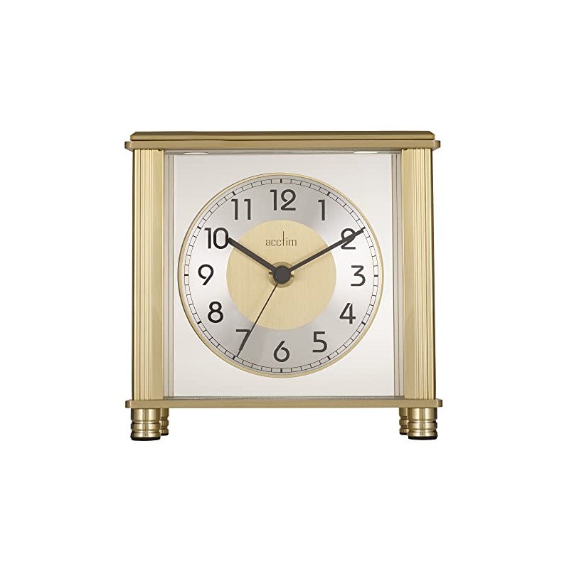 Acctim Hampden Mantel Clock Quartz Metal & Glass Floating Effect