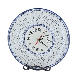 Blue Rose Polish Pottery Small Dots Clock