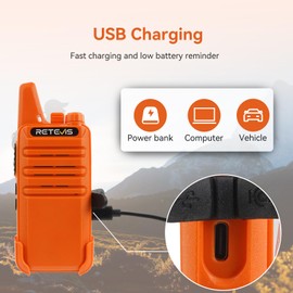 Retevis RT22 Two Way Radio, Long Range Walkie Talkies for Adults, Rechargeable Mini Two-Way Radios with Earpiece, VOX Handsfree, for Family Outdoor Camping Hiking Trip(Orange)