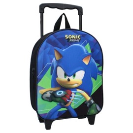 mybagstory Trolley - Sonic - Kids - School - 3D - Nursery - Primary School - School Bag for Boys - Size 32 cm - Adjustable Straps - Wheels - Gift Idea, Black, 32 cm x 26 cm x 11 cm, black, Classic