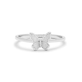 Pura Vida Silver-Plated Butterfly in Flight Stackable Ring - Brass Band, Stylish Design - Size 6