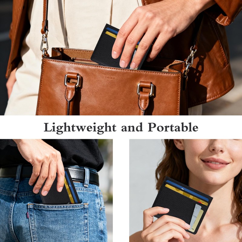 Feelorna Slim Wallet for Men, Compact Cards Case Leather Wallets