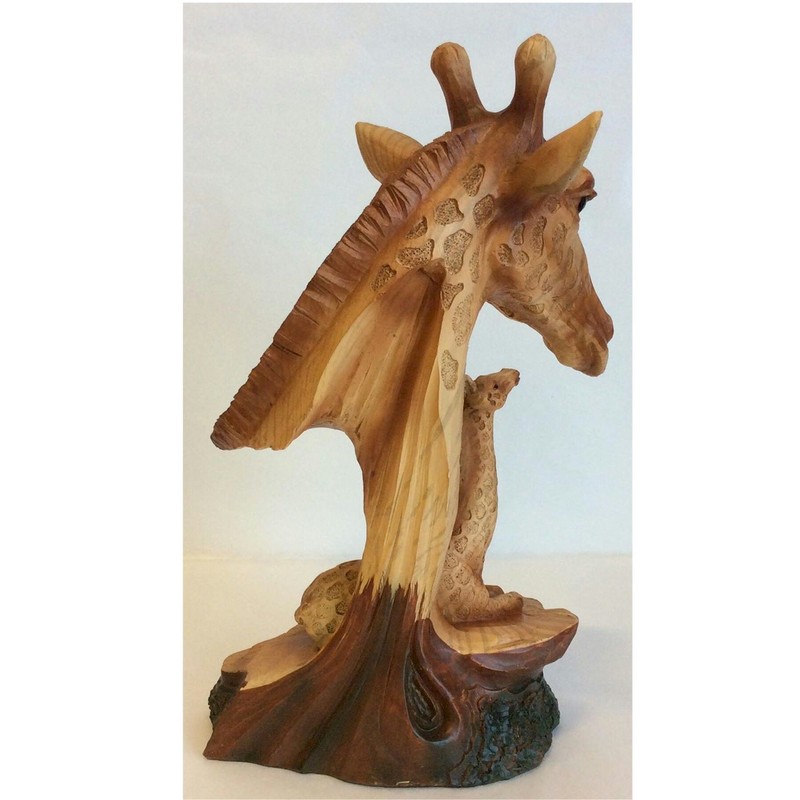 Naturecraft Wood Effect Giraffe Head and Baby Ornament