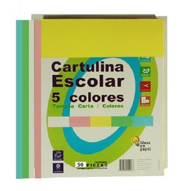 Cartulina Multiusos, tamaño carta 5 colores, 50 Hojas, para impresoras laser, inkjet, fotocopiadoras o trabajos artesanales Contiene material reciclado