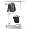 Simple Trending Double Rod Clothing Garment Rack, Rolling Clothes Organizer