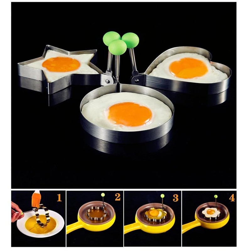 Fried Egg Mold Ring Set of 10 - Stainless Steel