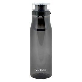 Kichna The Quencher Sports Drinks Water Bottle 700ml | Reusable BPA-free Plastic Water Bottle with Carry Loop & Side Lock | Leak Proof Flip Lid for Gym, Hiking & Yoga | Color Onyx Black