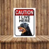 Shawprint CAUTION I LIVE HERE METAL GATE SIGN ROTTWEILER THEME
