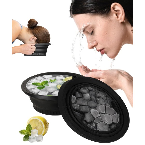 YOUXIU Face Bowl For Ice Built-In Ice Tray Foldable Silicone