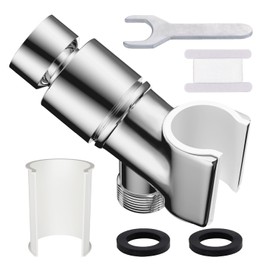 Adjustable Handheld Shower Head Holder Bracket Easy Wall Mount Shower Head Mount for Bathroom Hand Shower All Metal Adjustable Shower Bracket for Connecting Shower Arm and Shower Hose (Chrome)