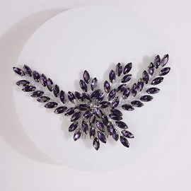 Teyglen Purple Rhinestone Wedding Hair Comb Bridal Crystal Hair Comb Hair Accessories Jewelry for Women Rhinestone Headpiece(Purple)
