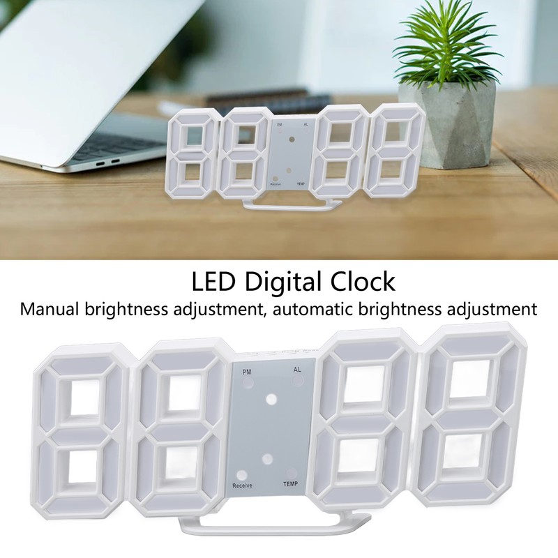 3D LED Digital Clock Time Temperature Display Night Light Alarm