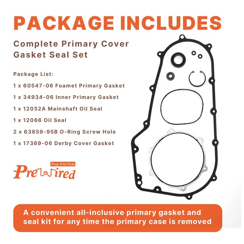 Prewired 2006-2017 Softail & Dyna Primary Gasket Kit Clutch Cover
