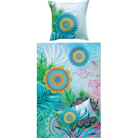 REDBEST Bed Linen Satin Colourful Size 135 x 200 cm (80 x 80 cm)