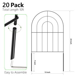 ZENGZHIC Decorative Garden Fence 20 Pack, Total 20ft(L) x 24in (H) No Dig Rustproof Metal Wire Fencing Border Animal Barrier, Flower Edging for Landscape Patio Yard Outdoor Decor, with 32ft Leaves