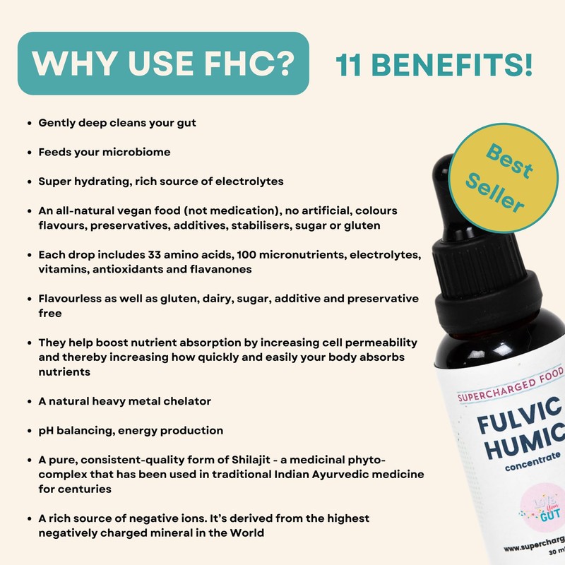 Love Your Gut Fulvic Humic Concentrate Drops, by Supercharged Food,