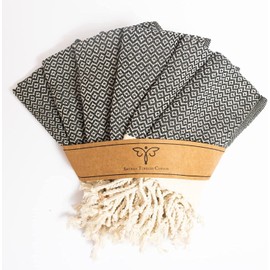 SMYRNA TURKISH COTTON Vintage Series Kitchen Dish Towels Pack of 6, Machine Washable Wash Cloths, Ultra Soft, Absorbent, Prewashed and Quick Dry Turkish Dish Towels, 12x12 Inch (Dark Gray)