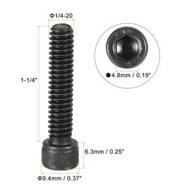 sourcing map 1/4-20x1-1/4" Hex Socket Head Cap Screw Bolts 12.9 Grade Alloy Steel 10pcs