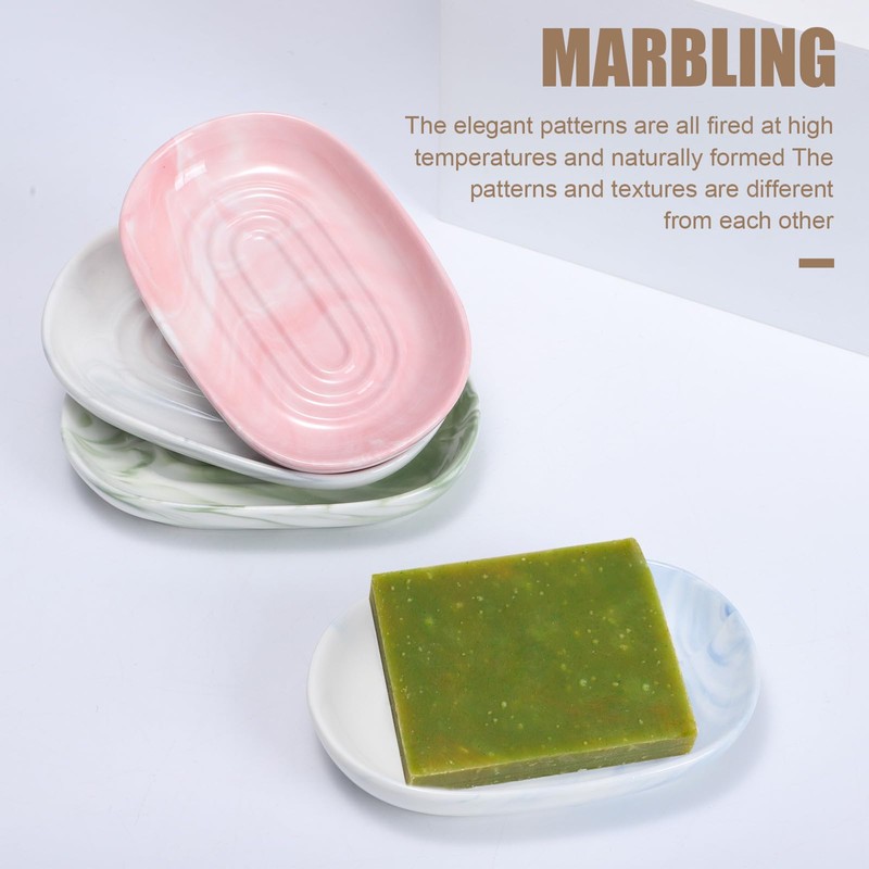 Mayoii Soap Dish Ceramic Beautiful Waterproof Rustless Stable Marbling Soap