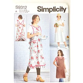 Simplicity Misses' Wraparound Apron Packet, Code 9312 Sewing Pattern, Sizes XS-XL, White