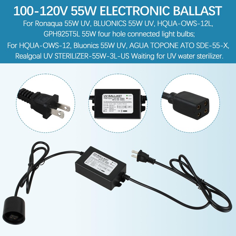 100-120V 55W Electronic Ballast for 55W 12 GPM Ultraviolet UV