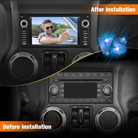 [2GB+32GB] Android Car Stereo for Jeep Wrangler JK 2007-2018 Compass Liberty Dodge Ram 1500 2500 3500 Touchscreen Carplay Radio, for Jeep Car Radio with WiFi GPS AM FM Camera