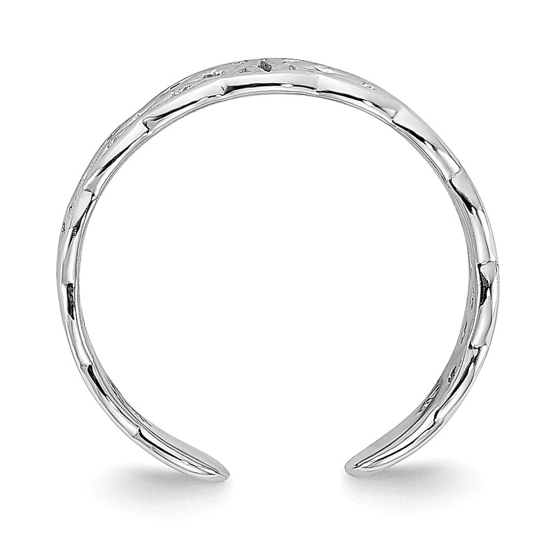 IceCarats 14K Solid White Gold Adjustable Toe Ring Open Midi