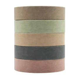 EnYan Solid Color Washi Tapes Set, 5 Rolls Basic Collection Decoration 10mm Wide Japanese Masking Decorative Tapes for Bullet Journal Planners DIY Crafts Arts Scrapbooking Adhesive