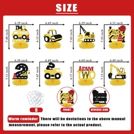 SJcysrilla 8PCS Construction 2nd Birthday Honeycomb Centerpieces Cheers to 2 Years Happy 2nd Birthday Party Decoration Supplies