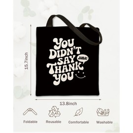 Thank You Canvas Tote Bag Reusable Grocery Shopping Bags Cute Pattern Shoulder Tote Bag for Beach Travel Weekender Gym Gifts for Her Birthday Christmas Thanksgiving