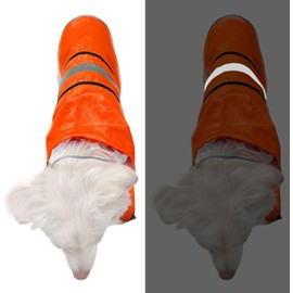 Dog Raincoat Waterproof Reflective Slicker - Lightweight Breathable Hooded Poncho Rain Coat Jacket with Adjustable Belly Strap and Leash Hole for Small Medium Large Dogs (Orange, XX-Large)